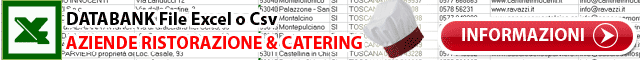 Catering Ristorazione Databank excel xls csv Dati Indirizzi e-mail Aziende Beverage Bevande Tabella Campi records