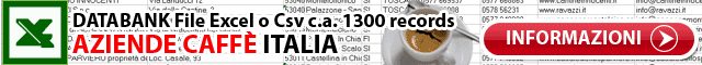 Databank torrefatori torrefazioni caffè Dati Excel xls csv tabella campi indirizzo email sito web