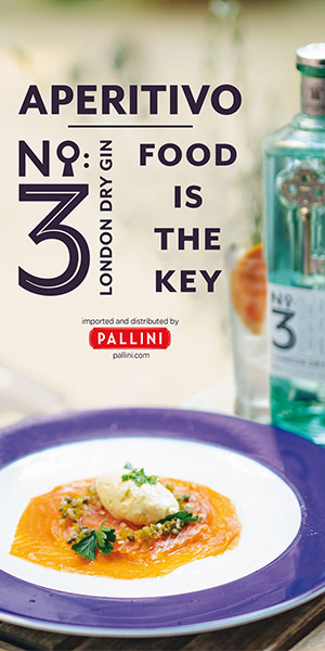 Aperitivo: No. 3 London Dry Gin  - Food is The Key - distribuito in Italia da Pallini