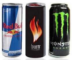 energy-drinks red bull, burn monster