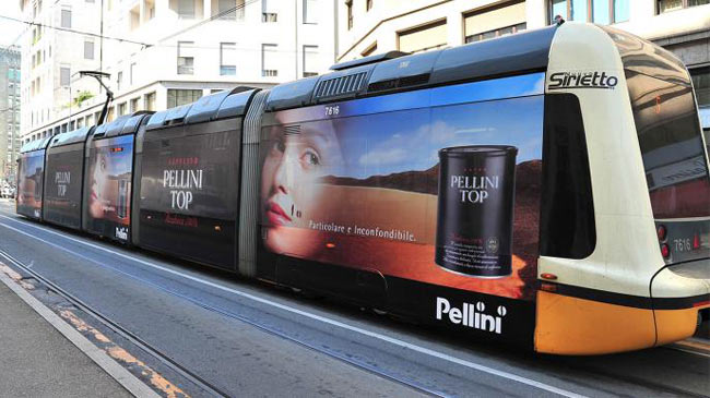 Caffè Pellini tram advertising 2015