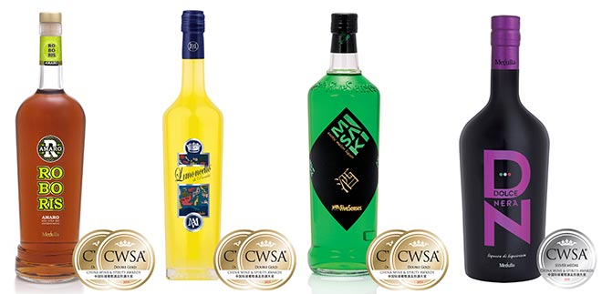 Medaglie CWSA 2015 Mavi Drink - Roboris Amaro - Limoncello di Procida - Misaki - Crema di Liquore Dolce e Nera