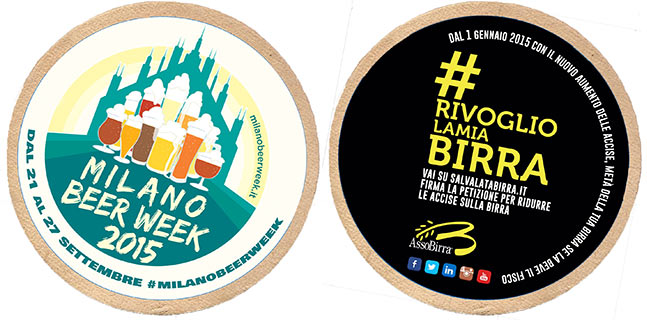 Milano Beer Week 2015 Esempio sottobicchieri campagna rivogliolamiabirra Assobirra
