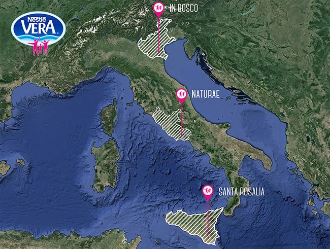 Nestlé Vera Acqua Minerale Stabilimenti in italia San Giorgio in Basco, Santa Rosalia, Naturae (Castrocielo provincia Frosinone
