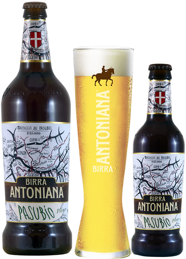 Birra Antoniana Pasubio Confezioni Bottiglia bicchiere Pilsner 4.5
