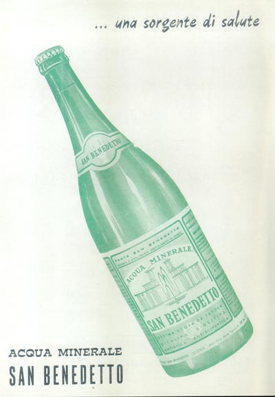 Inserzione-pubblicitaria-dell'acqua-San-Benedetto---primi-anni-60