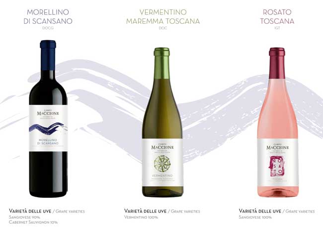 le-tre-etichette-di-Campo-Maccione-Fattoria-di-Rocca-delle-Macie