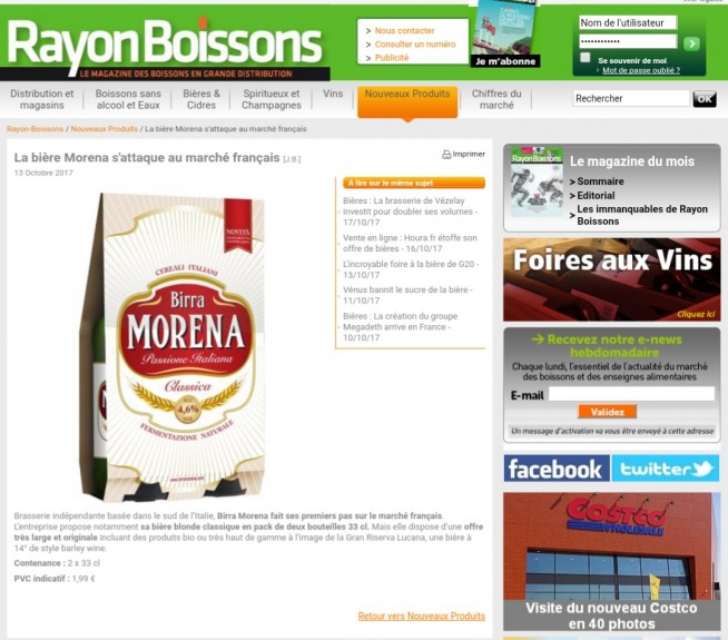Birra Morena su Rayon Boissons
