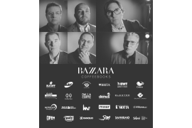 Alcuni dei protagonisti del nuovo libro dei fratelli Bazzara e loghi dei partner