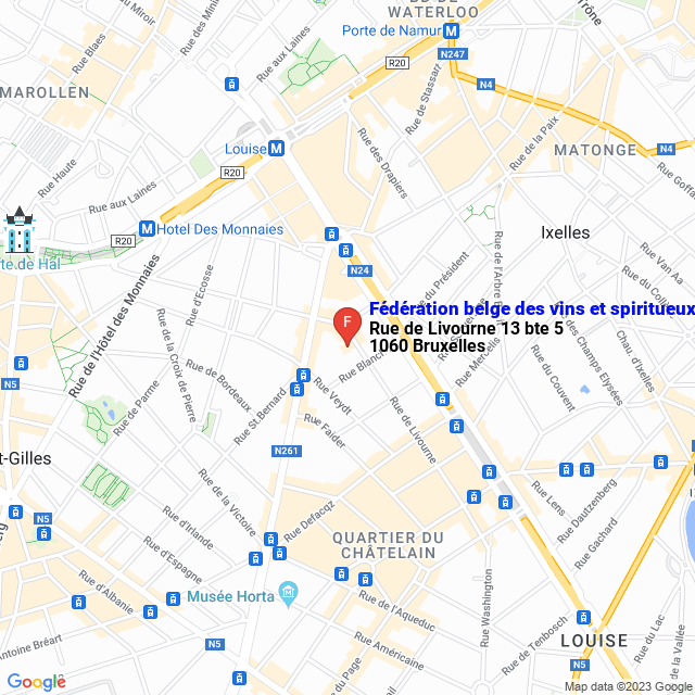 apri la mappa di Fédération belge des vins et spiritueux