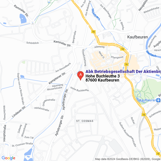 apri la mappa di Abk Betriebsgesellschaft Der Aktienbrauerei Kaufbeuren Gmbh