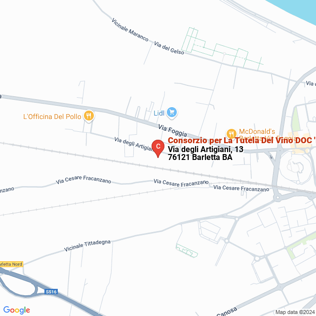 apri la mappa di Consorzio per La Tutela Del Vino DOC ‘Rosso Barletta‘