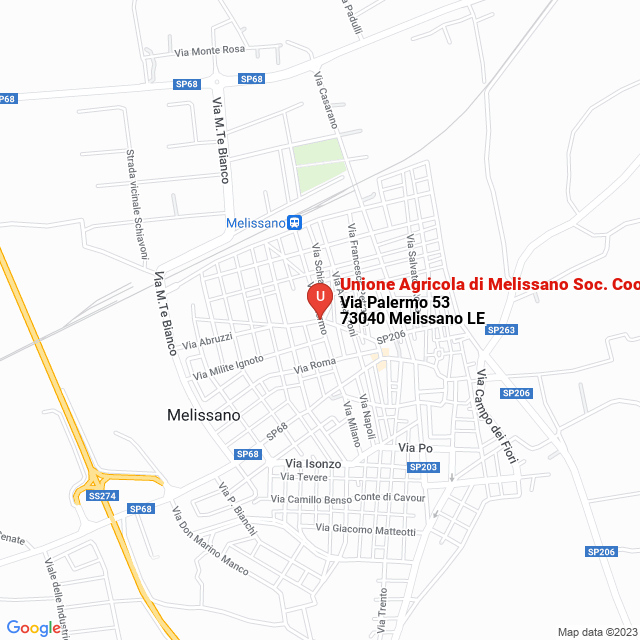 apri la mappa di Unione Agricola di Melissano Soc. Coop.