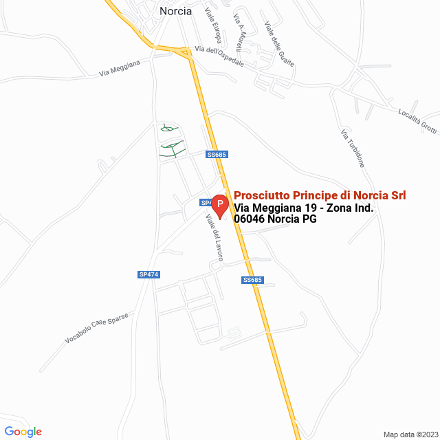apri la mappa di Prosciutto Principe di Norcia Srl