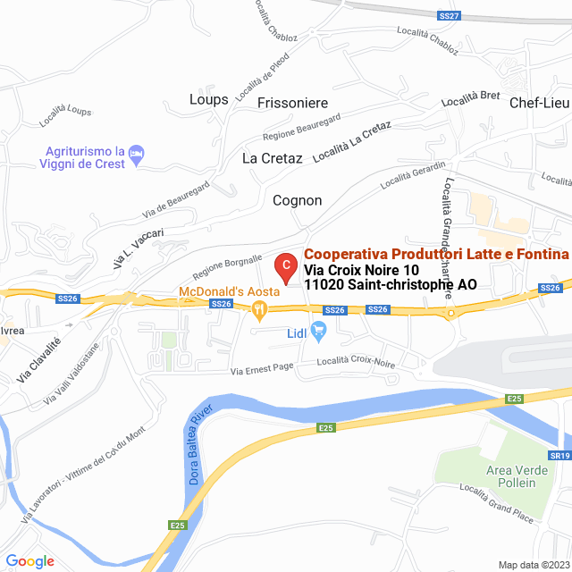 apri la mappa di Cooperativa Produttori Latte e Fontina Scarl