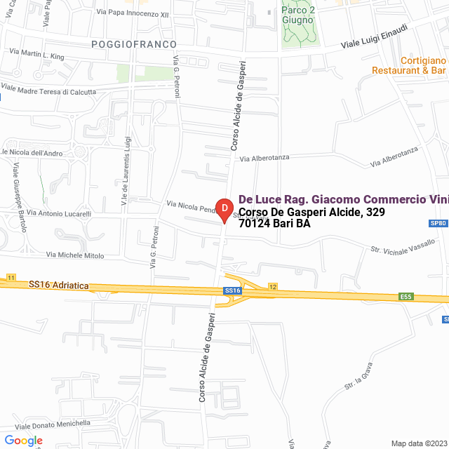 apri la mappa di De Luce Rag. Giacomo Commercio Vini, Oli, Birra Enoteca