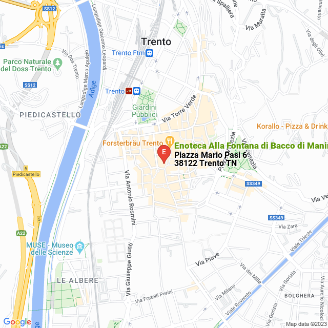 apri la mappa di Enoteca Alla Fontana di Bacco di Manincor Giuseppe Enoteca