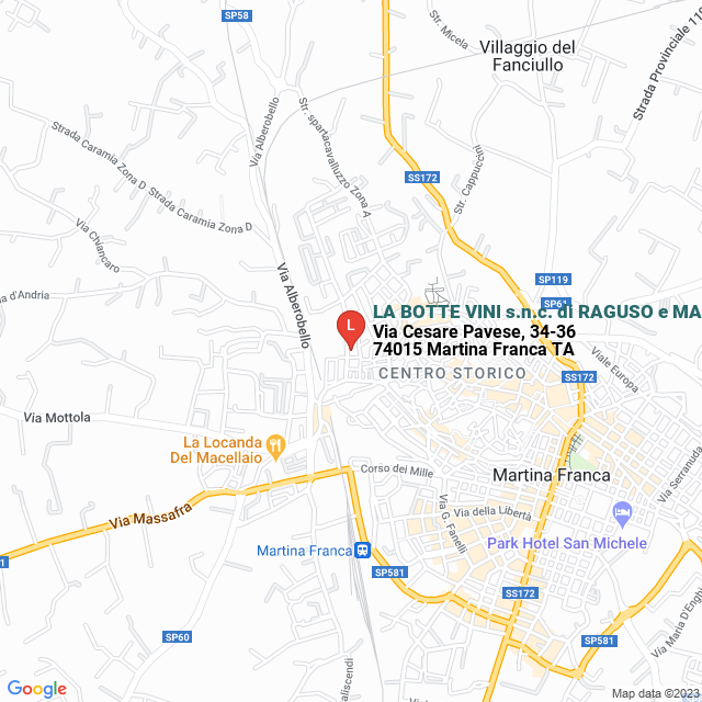 apri la mappa di LA BOTTE VINI s.n.c. di RAGUSO e MARZOLLA