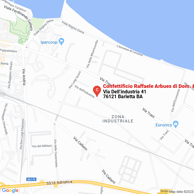 apri la mappa di Confettificio Raffaele Arbues di Dom. & Fran. Arbues Snc