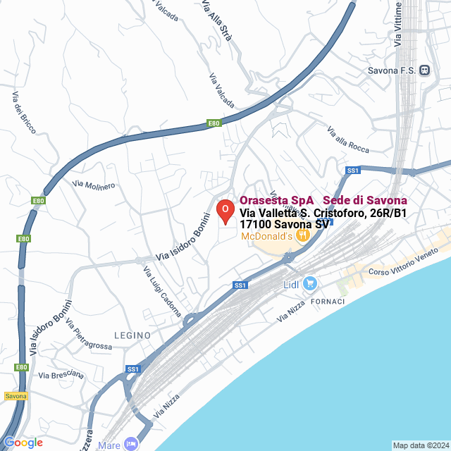 apri la mappa di Orasesta SpA - Sede di Savona