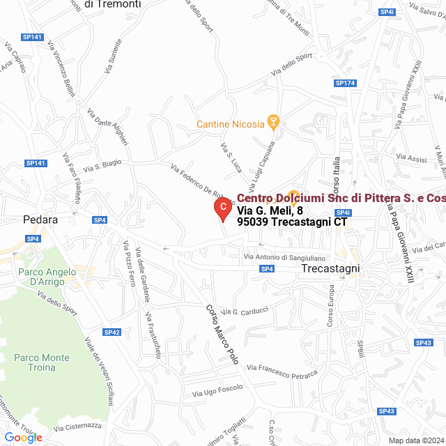 apri la mappa di Centro Dolciumi Snc di Pittera S. e Cosentino G.