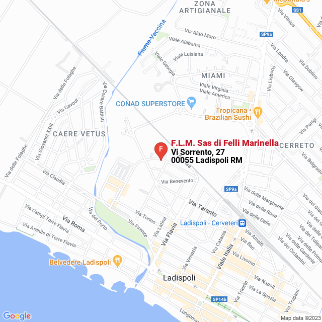apri la mappa di F.L.M. Sas di Felli Marinella