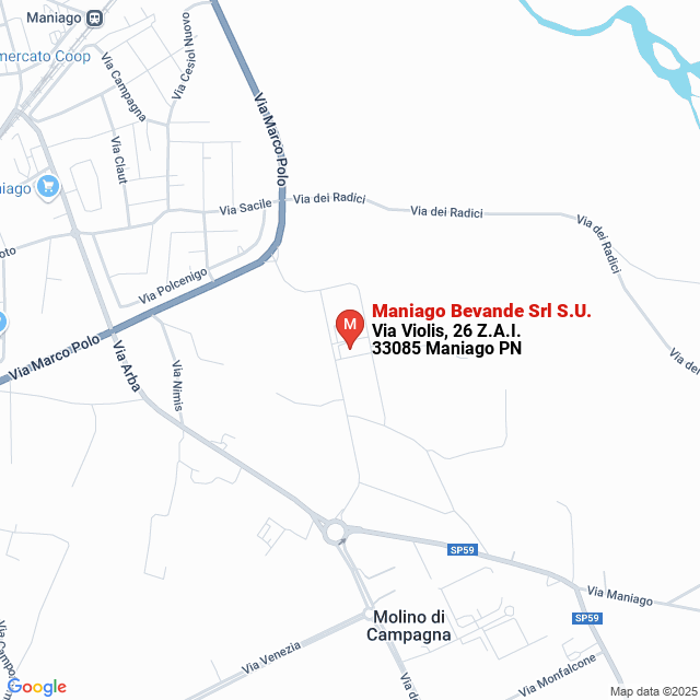 apri la mappa di Maniago Bevande Srl S.U.