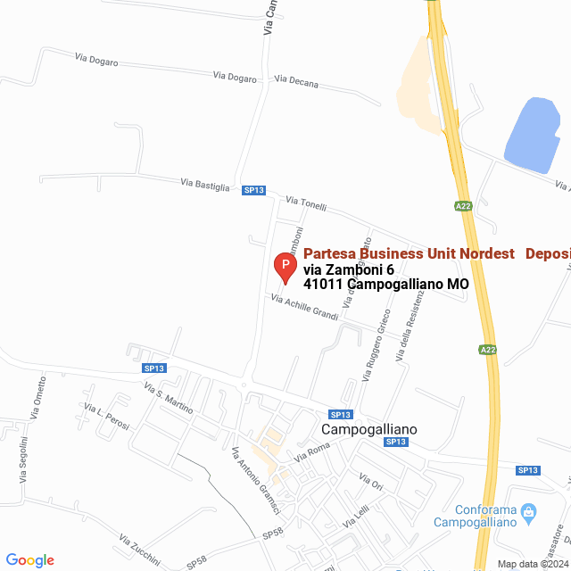 apri la mappa di Partesa Business Unit Nordest - Deposito di Campogalliano
