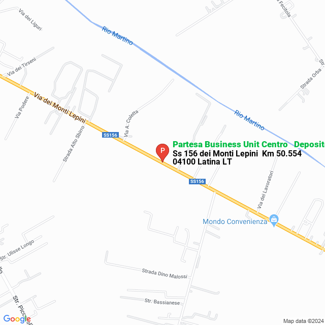 apri la mappa di Partesa Business Unit Centro - Deposito di Latina