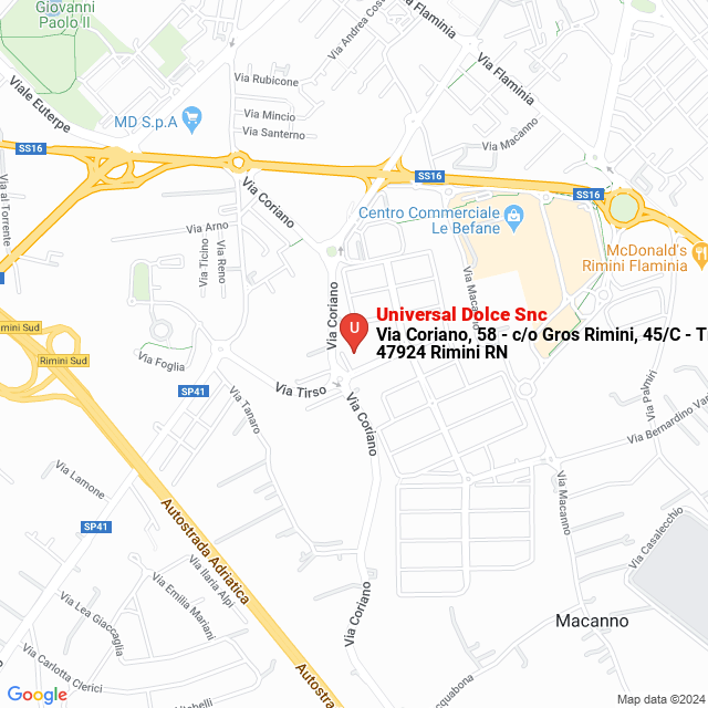 apri la mappa di Universal Dolce Snc