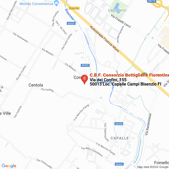 apri la mappa di C.B.F. Consorzio Bottiglierie Fiorentine