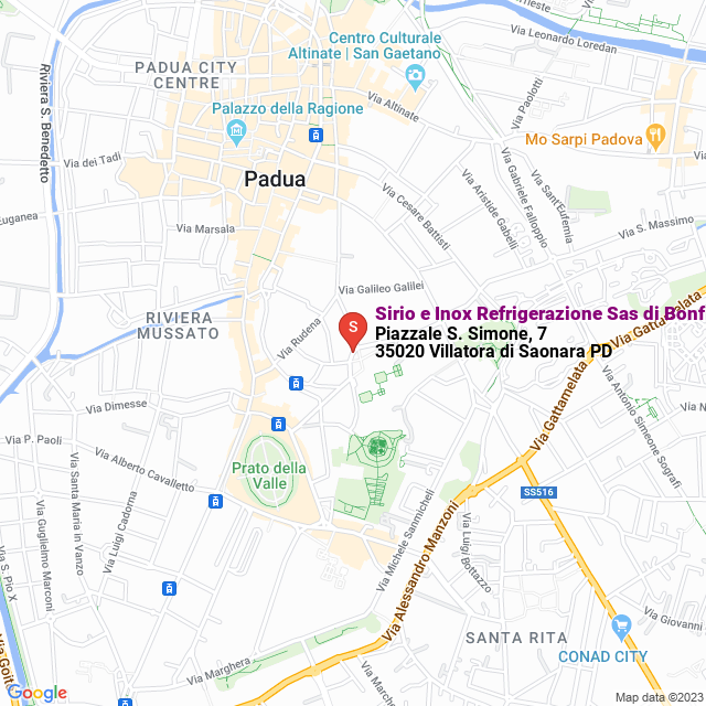 apri la mappa di Sirio e Inox Refrigerazione Sas di Bonfio Lucia