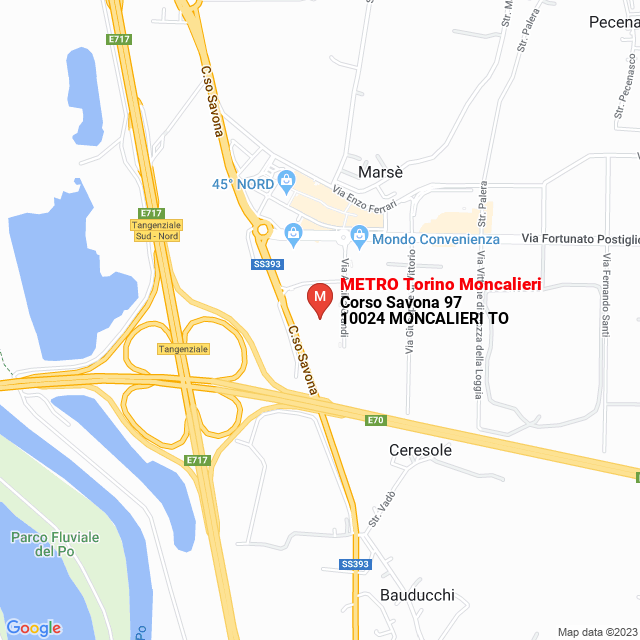 apri la mappa di METRO Torino Moncalieri