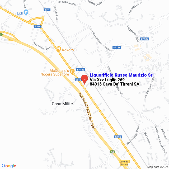 apri la mappa di Liquorificio Russo Maurizio Srl