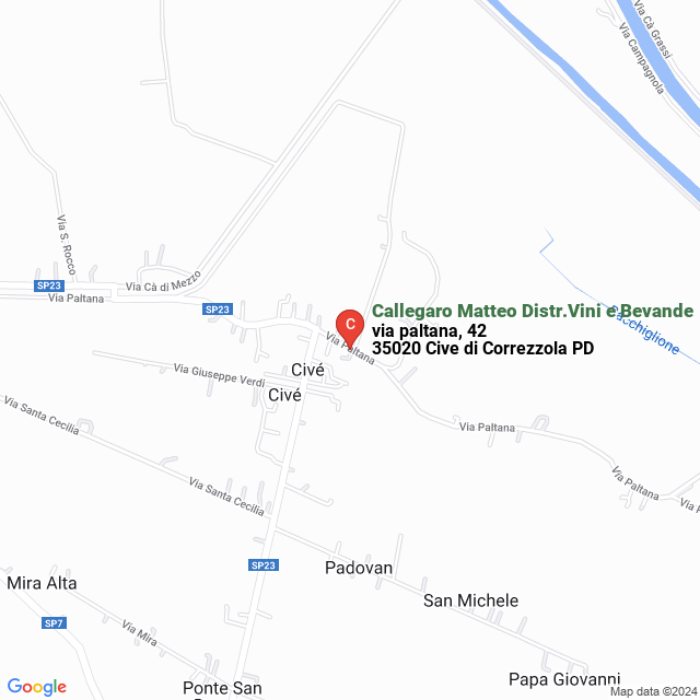 apri la mappa di Callegaro Matteo Distr.Vini e Bevande