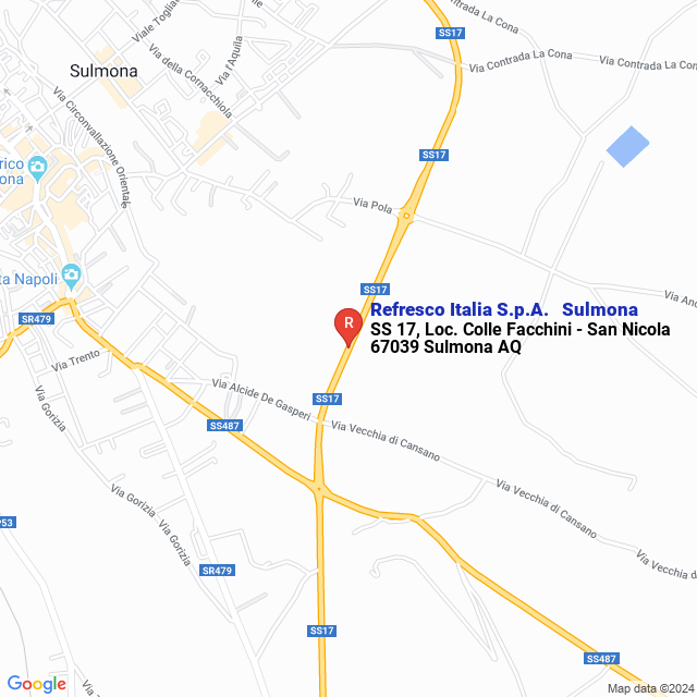apri la mappa di Refresco Italia S.p.A. - Sulmona
