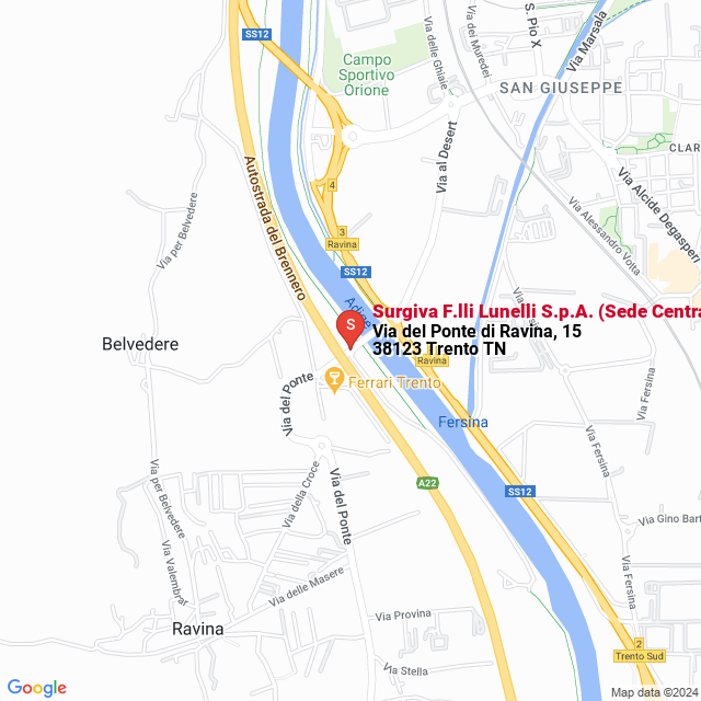 apri la mappa di Surgiva F.lli Lunelli S.p.A. (Sede Centrale)