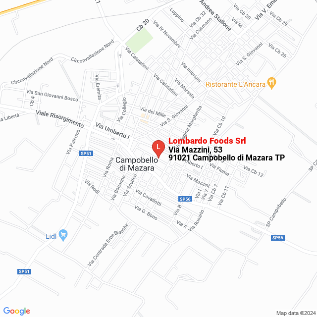apri la mappa di Lombardo Foods Srl